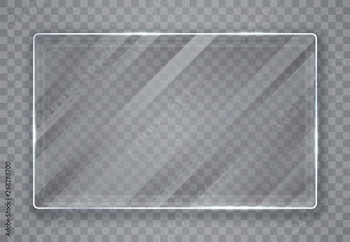 Glass plates set. Glass banners on transparent background. Flat glass. Vector illustration