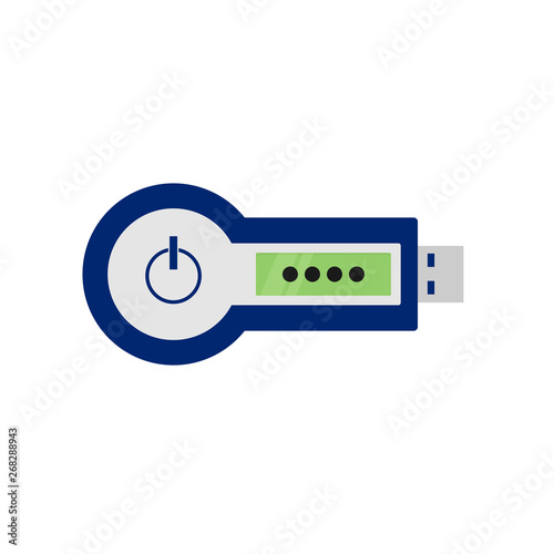 RSA token.  Two-factor authentication device, hardware. Cryptosystem for security. Vector icon.