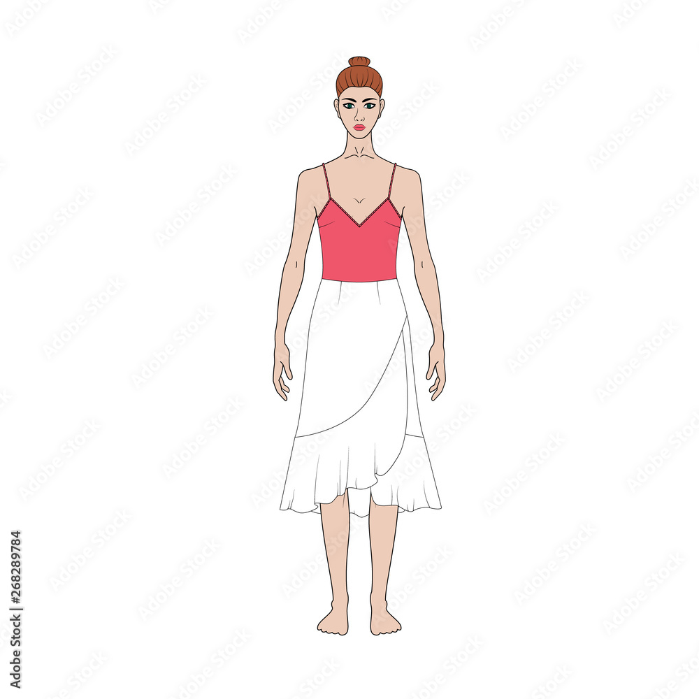 Illustration of women s skirt shirt. capsule wardrope. Casual