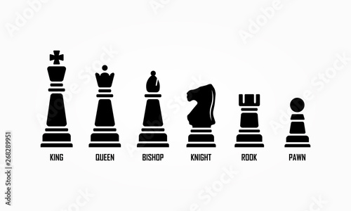 Named chess piece. Isolated vector sign symbol.