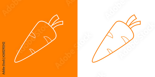 Icono plano lineal zanahoria en naranja y blanco