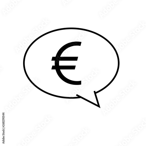 Logotipo símbolo euro en burbuja lineal color negro