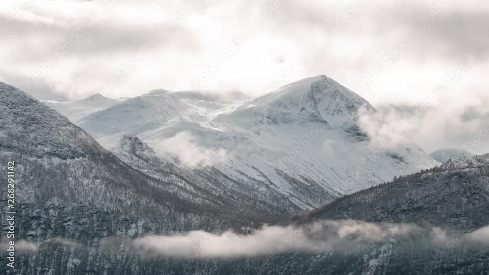Timelapse of a mountain and som sky passing by. Locations Volda, Norway