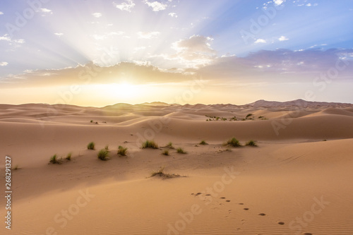 Beautiful landscape of the Sahara Desert, erg Chebbi, Merzouga, morocco