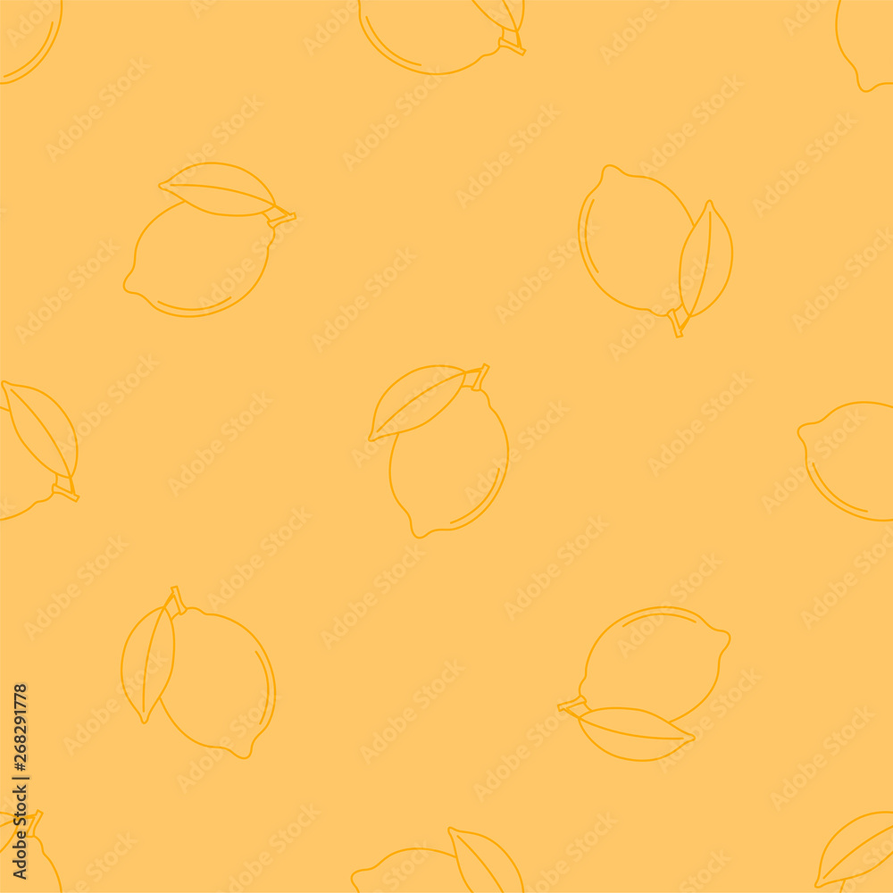 Fruits seamless pattern with colored icons. Style Outline. Vector background.
