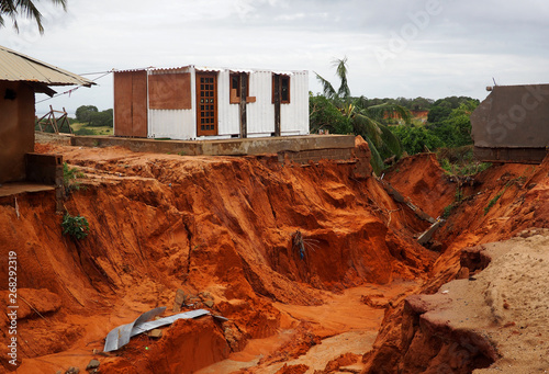 Pemba, Mozambique - 29 April 2019 : Damaged and flooded houses after Cyclone Kenneth. photo