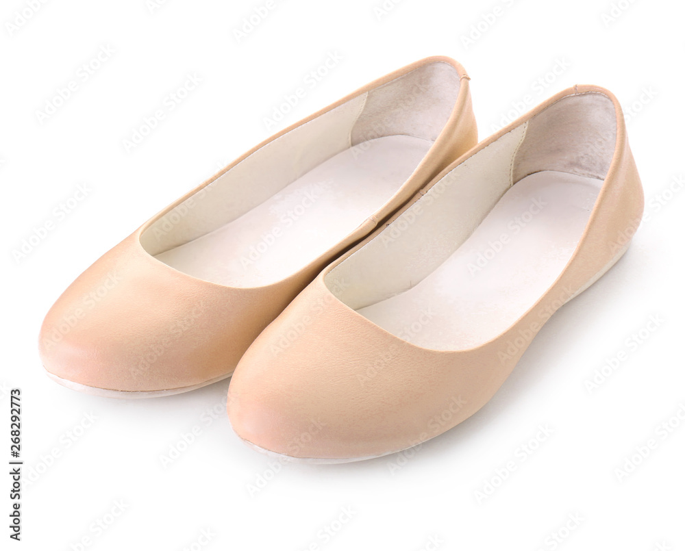 Pair of stylish female shoes on white background Pair of stylish female shoes on white background