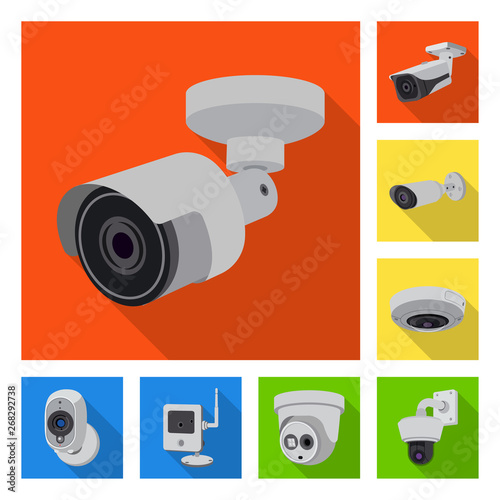 Vector design of cctv and camera logo. Collection of cctv and system stock symbol for web.