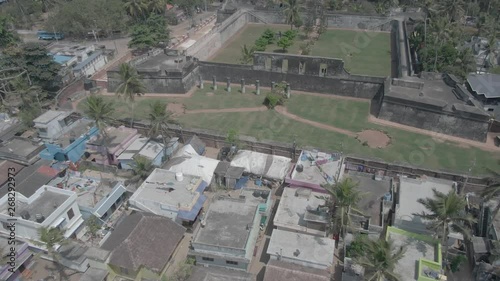 Varkala fort, India, aerial 4k drone footage ungraded/flat photo