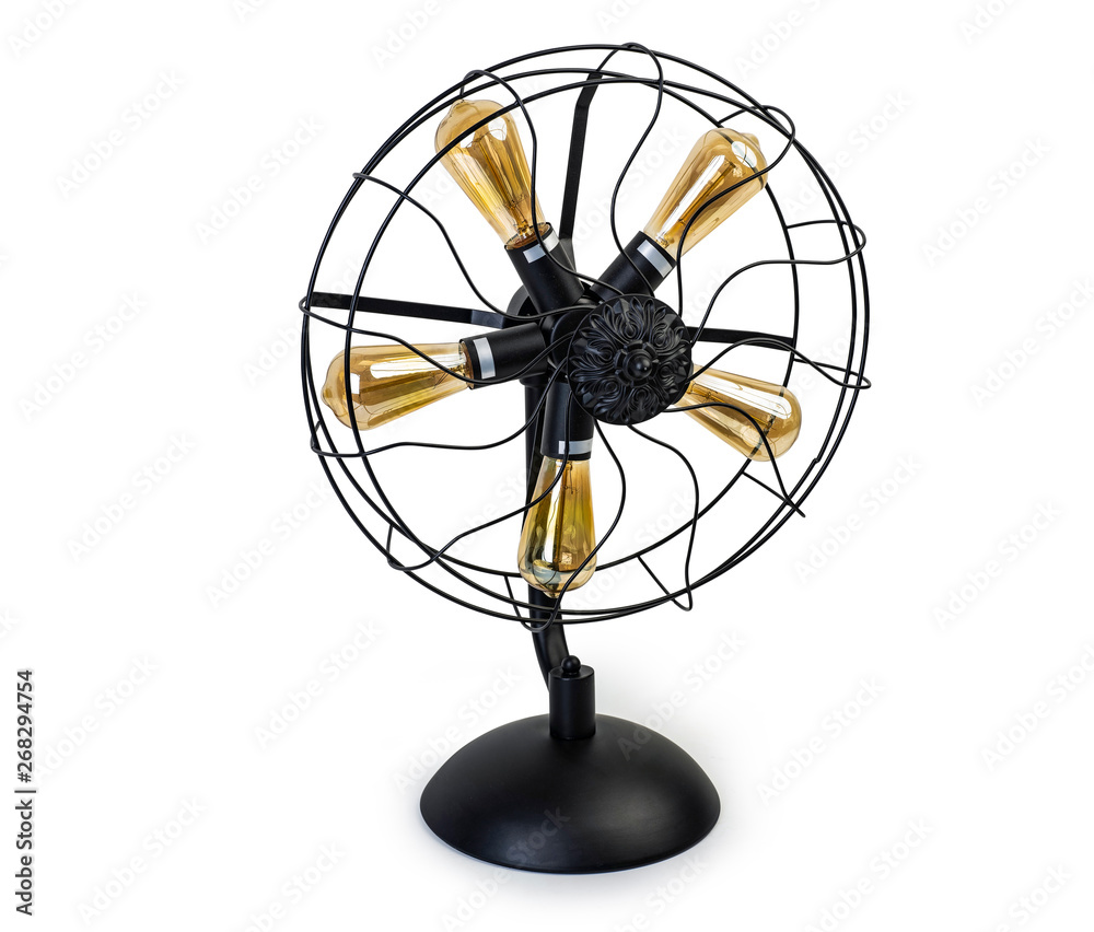 Industrial fan light lamp isolated on white background, Industrial table lamp on white Industrial fan light lamp isolated on white background, Industrial table lamp on white