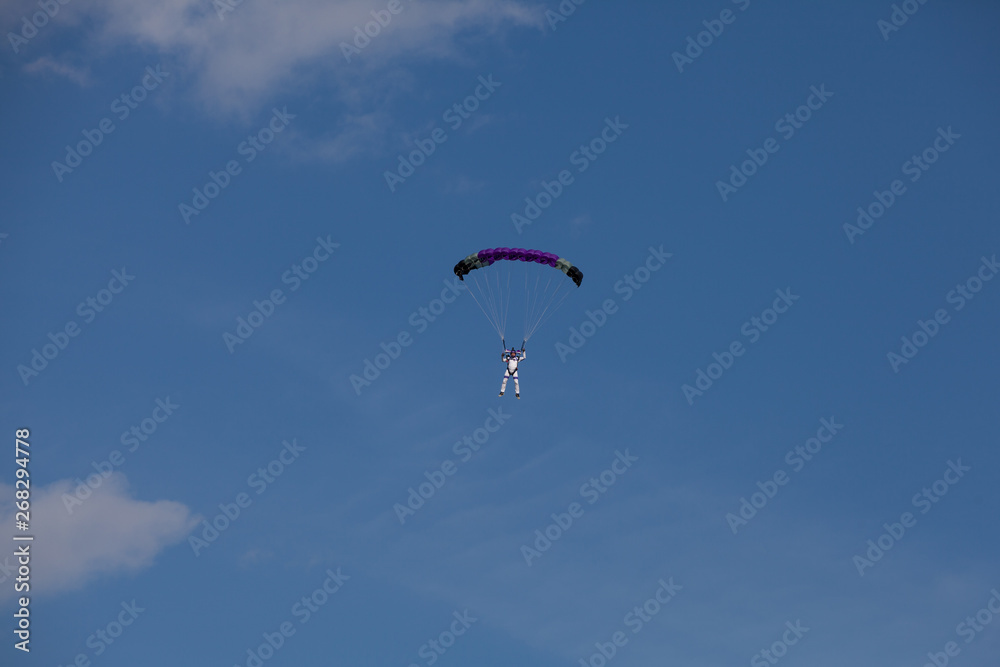 Skydive, people in the sky, under clouds Skydive, people in the sky, under clouds