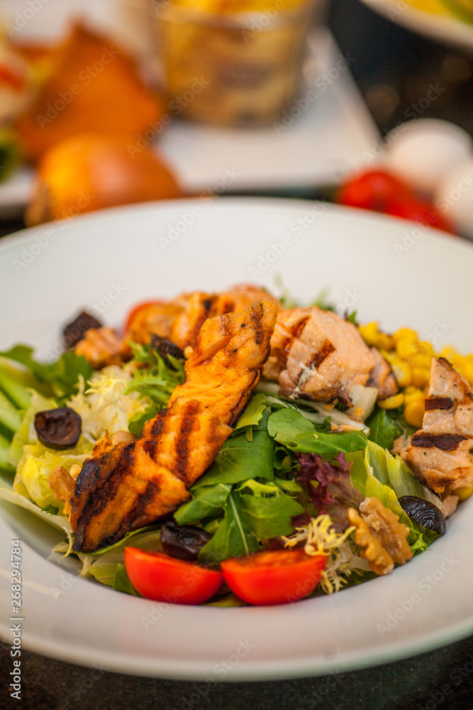 Chicken salad and hallumi grilled cheese