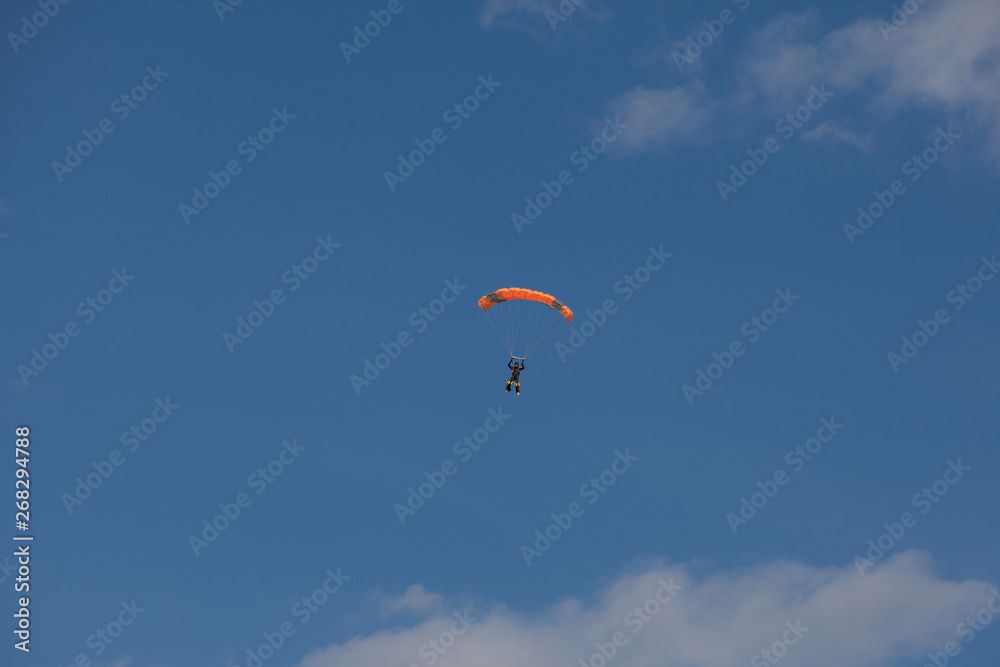 Skydive, people in the sky, under clouds Skydive, people in the sky, under clouds