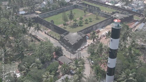 Varkala fort, India, aerial 4k drone footage ungraded/flat photo