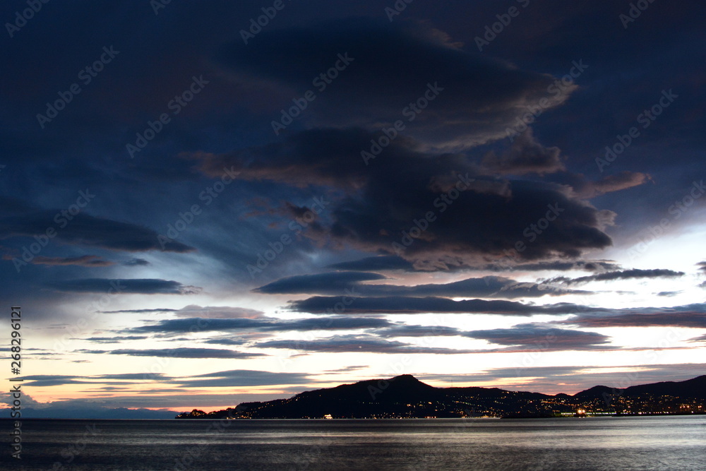 Stormy dusk over the Portofino promontory. Liguria. Italy Stormy dusk over the Portofino promontory. Liguria. Italy