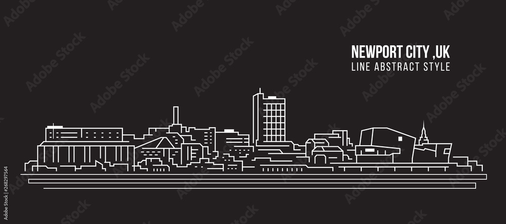 Cityscape Building Line art Vector Illustration design -  Newport city ,UK