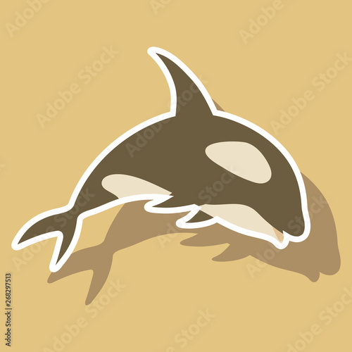 paper sticker on theme Save whales. killer whale
