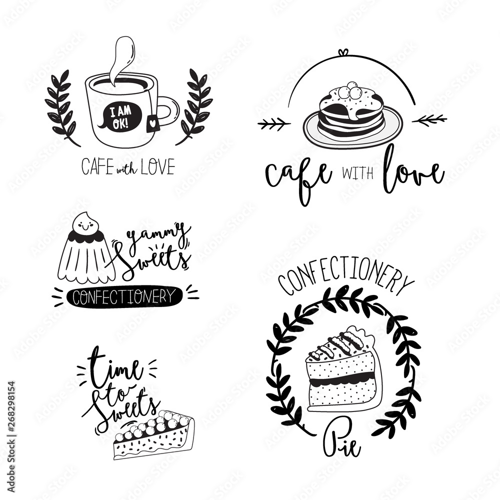 Set logotype for restaurant and cafe menu design. 