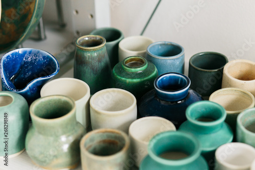 Ceramic mug made on a Potter's wheel in the workshop