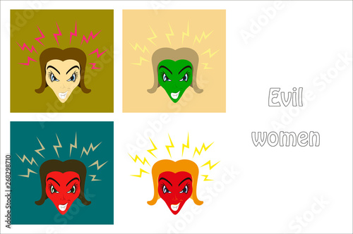 assembly of flat icons on theme evil women