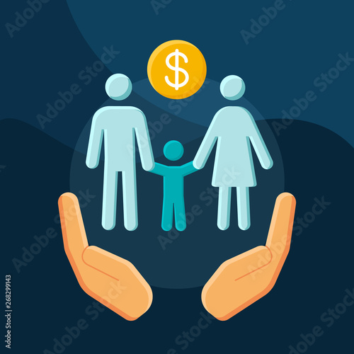 Social benefits flat concept vector icon