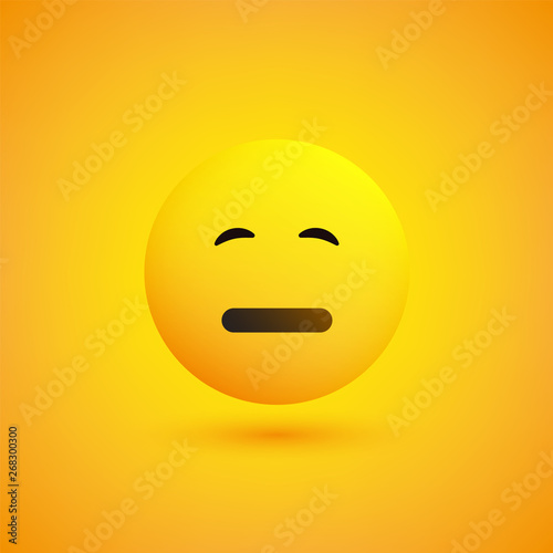 Neutral Face - Emoticon in Front of a Yellow Background, Vector Design, Concept Illustration 