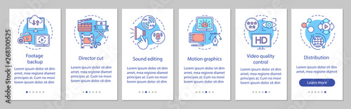 Video production onboarding mobile app page screen vector template