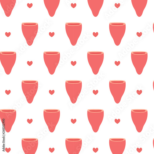seamless doodle pattern. menstrual cup. vector illustration