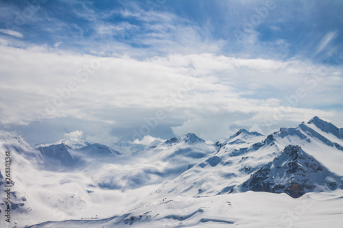 Snowy peaks on Elbrus, Russia. © alloova