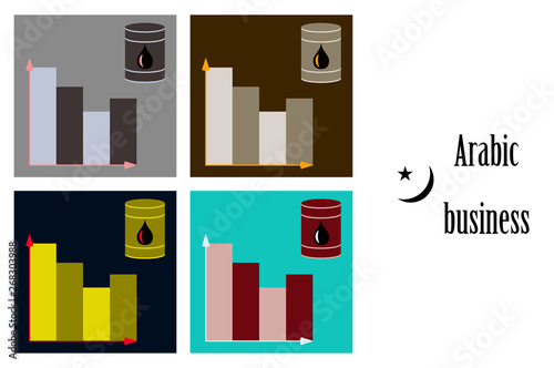 assembly of flat icons on theme Arabic business oil chart