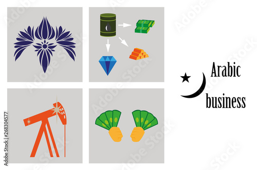 assembly of flat icons on theme Arabic business