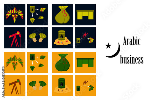 assembly of flat icons on theme Arabic business