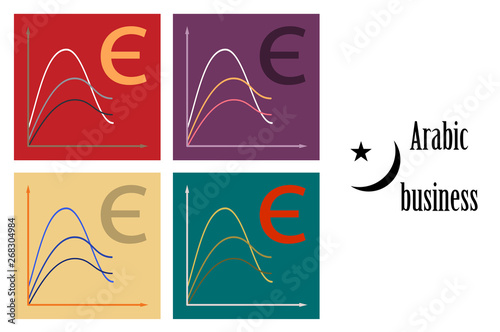 assembly of flat icons on theme Arabic business euro chart