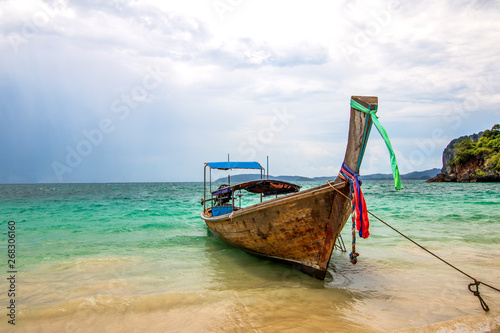 Thailand, Pranang,  View of the boats in the ocean. Krabi Province, Raleigh Peninsula © alloova