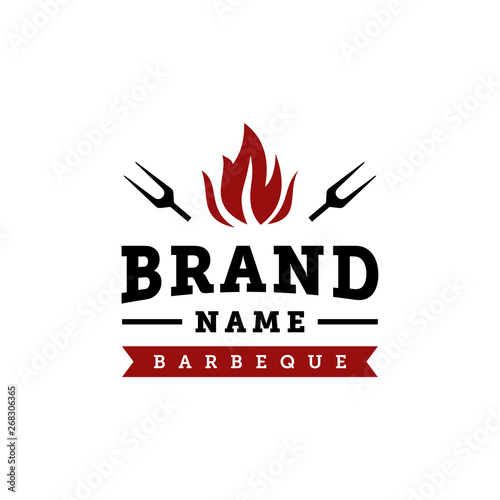 vintage bbq / barbeque grill vector logo design