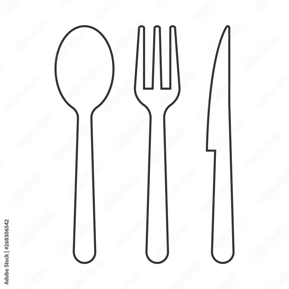 Spoon, fork and knife icons. Cutlery. Canteen. Menu. Spoon, fork and knife icons. Cutlery. Canteen. Menu.