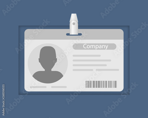 Identity card of the employee of the company, badge, information card about the employee.