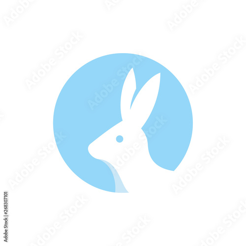 rabit head negative space vector logo design