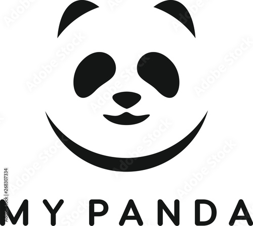 panda face negative space vector logo design