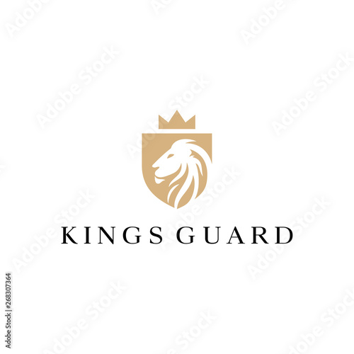 lion king shield guard vector logo design