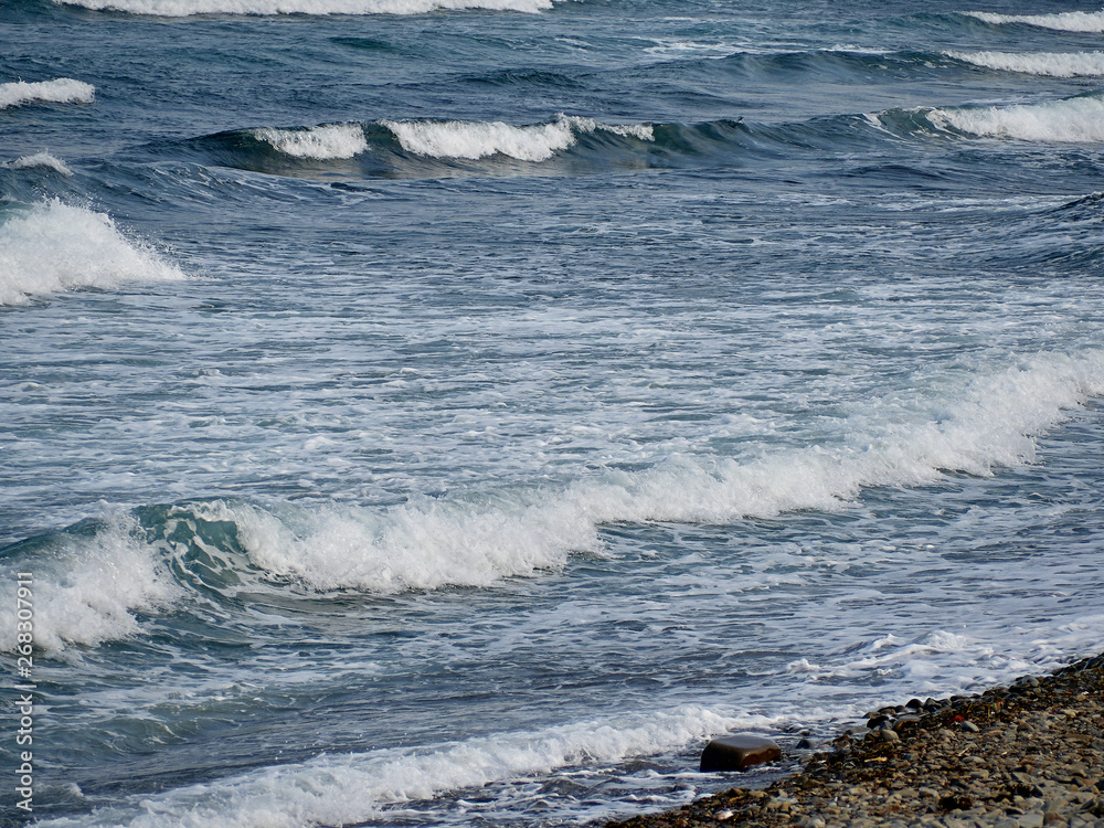 Fototapeta premium evening surf on the rocky shore