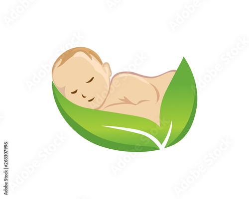 Healthy Natural Organic Baby Product Logo Illustration In White Isolated Background