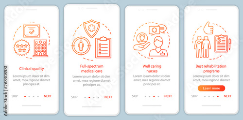 Medical service advances onboarding mobile app page screen with linear concepts © bsd studio