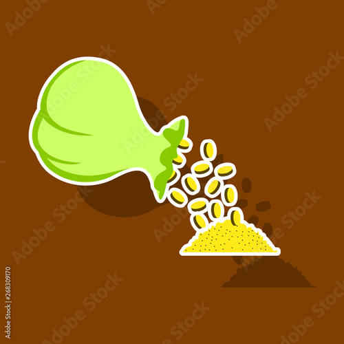 realistic paper sticker on theme Arabic business bag of coins