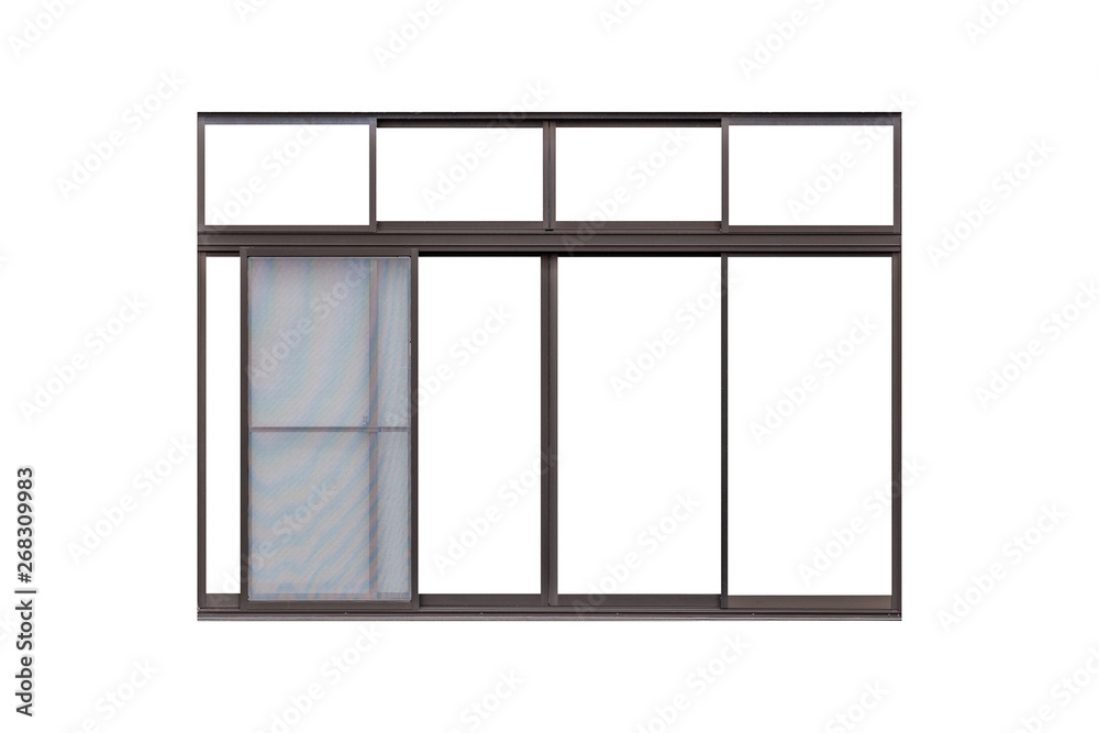 Golden aluminum window frame isolated on white background Golden aluminum window frame isolated on white background