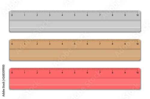 Rulers. Colored plastic rulers. Measurement tool. Stationery device.