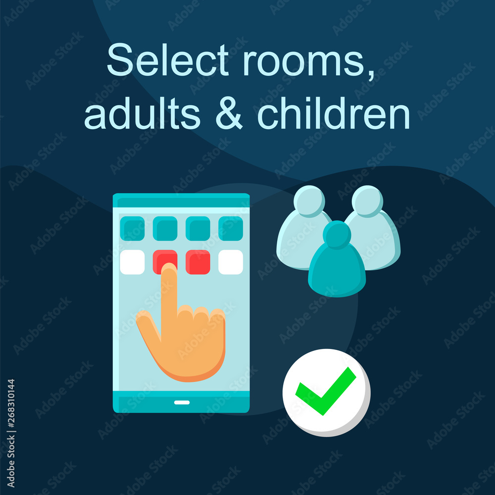 Select rooms flat concept vector icon