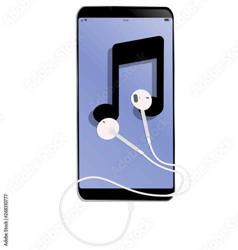 Isolated headphones and smartphone vector