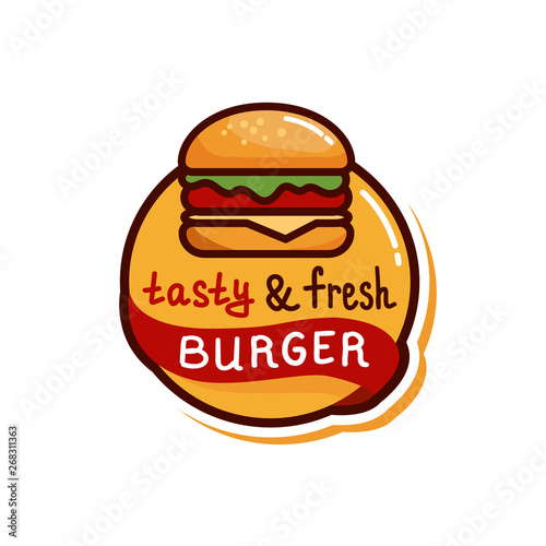 burger tasty emblem design isolated vector illustration