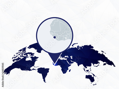 Sierra Leone detailed map highlighted on blue rounded World Map.